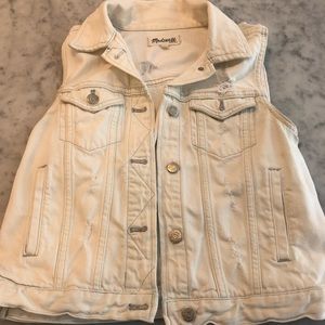Madewell White Denim Vest